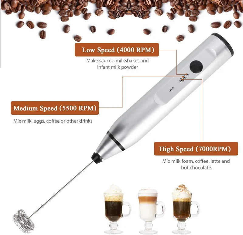 Wireless Milk Frothers Electric Handheld Blende Portable USB Rechargeable Electrical Mini Maker Whisk Mixer Coffee Frothing Wand