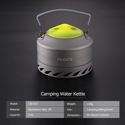 ALOCS CW-K07 Portable Compact Outdoor Water Kettle Teapot Coffee Pot 0.9L For Picnic Camping Hiking Travelling Aluminum Alloy