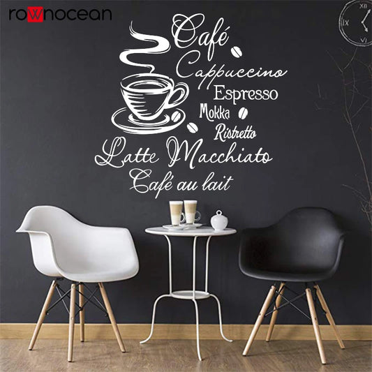 Coffee Kitchen Vinyl Wall Stickers Kitchen Coffee Shop removable Wall Mural Decals Home Decor Decoration Wall Art E528