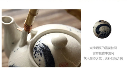 Japanese retro hand-painted ceramic teapot home hotel restaurant teapot Chinese large teapot handle pot