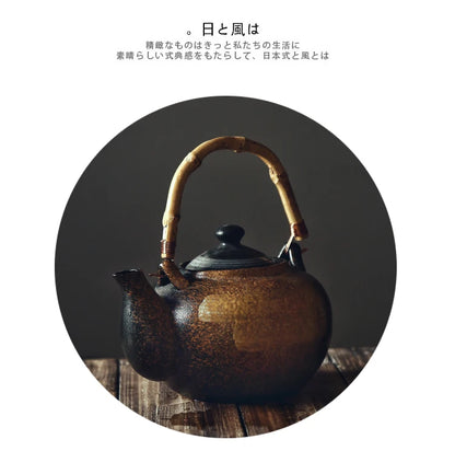 Japanese retro hand-painted ceramic teapot home hotel restaurant teapot Chinese large teapot handle pot