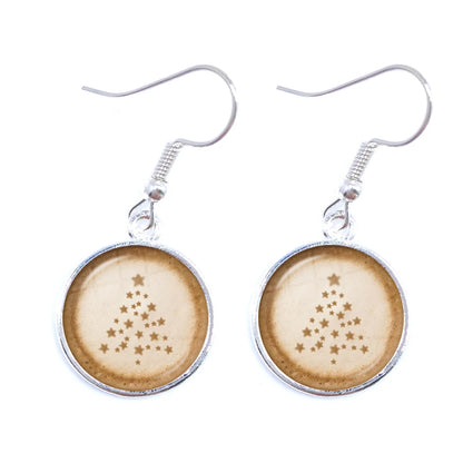 Coffee Latte Carving Love Heart Art Drop Earrings Chocolate Printing Flower Four Leaf Clover Charm Jewelry For Women Girls Gift