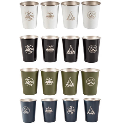 Camping Cups Set Folding 304 Stainless Steel Water Cup Coffee Portable Water Bottle with Storage Bags 4PCS in 1 Set 350ML