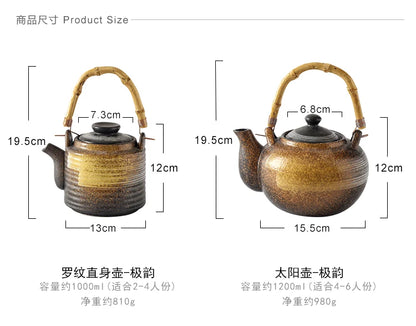 Japanese retro hand-painted ceramic teapot home hotel restaurant teapot Chinese large teapot handle pot