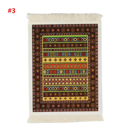 Persian Mini Woven Rug Mat Mousepad Retro Style Carpet Pattern Cup laptop PC Mouse Pad with Fring Home Office Table Decor Craft