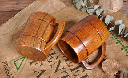 400ml Handmade Wooden Cup Chinese Style Primitive Drinking Cup Natural Tea Coffee Beer Drinkware Cup Travel Teaware Home Kitchen