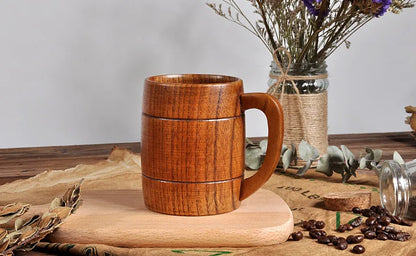 400ml Handmade Wooden Cup Chinese Style Primitive Drinking Cup Natural Tea Coffee Beer Drinkware Cup Travel Teaware Home Kitchen