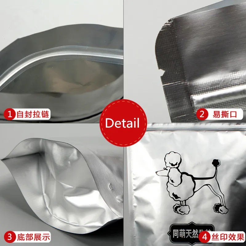 50PCS Secure Round Corner Stand up Aluminum Foil Zip Lock Packaging Bag Reclosable Snack Coffee Light Proof Gift Storage Pouches