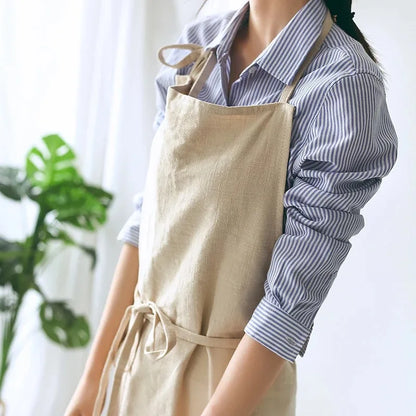 Breathable Cotton Apron for Women Oversized Flower Coffee Shop Apron Lightweight Kitchen Apron Hairdresser Bib Garden Overaller