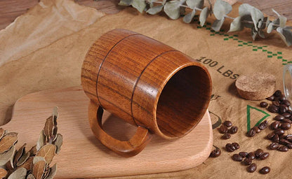 400ml Handmade Wooden Cup Chinese Style Primitive Drinking Cup Natural Tea Coffee Beer Drinkware Cup Travel Teaware Home Kitchen