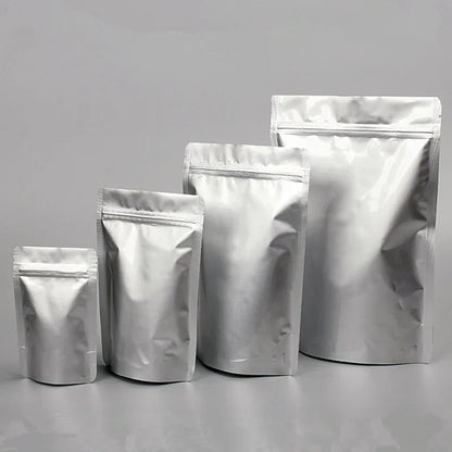 50PCS Secure Round Corner Stand up Aluminum Foil Zip Lock Packaging Bag Reclosable Snack Coffee Light Proof Gift Storage Pouches