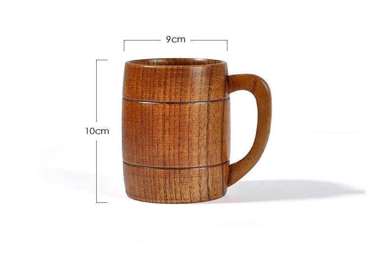 400ml Handmade Wooden Cup Chinese Style Primitive Drinking Cup Natural Tea Coffee Beer Drinkware Cup Travel Teaware Home Kitchen