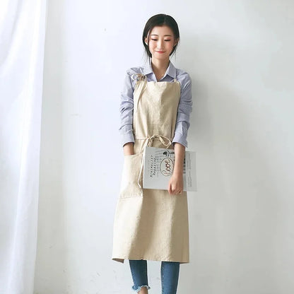 Breathable Cotton Apron for Women Oversized Flower Coffee Shop Apron Lightweight Kitchen Apron Hairdresser Bib Garden Overaller