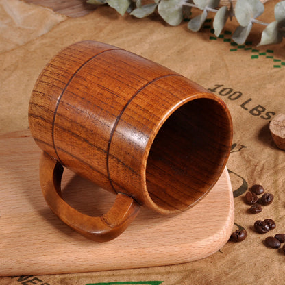 400ml Handmade Wooden Cup Chinese Style Primitive Drinking Cup Natural Tea Coffee Beer Drinkware Cup Travel Teaware Home Kitchen