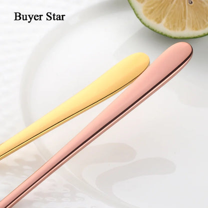 Buyer Star 8 Colors Stainless Steel Spoon With Long Handle Ice Spoon Coffee Spoon Tea Home Kitchen Tableware Spoons Size 21 CM