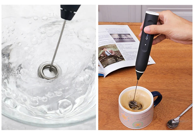 Wireless Milk Frothers Electric Handheld Blende Portable USB Rechargeable Electrical Mini Maker Whisk Mixer Coffee Frothing Wand