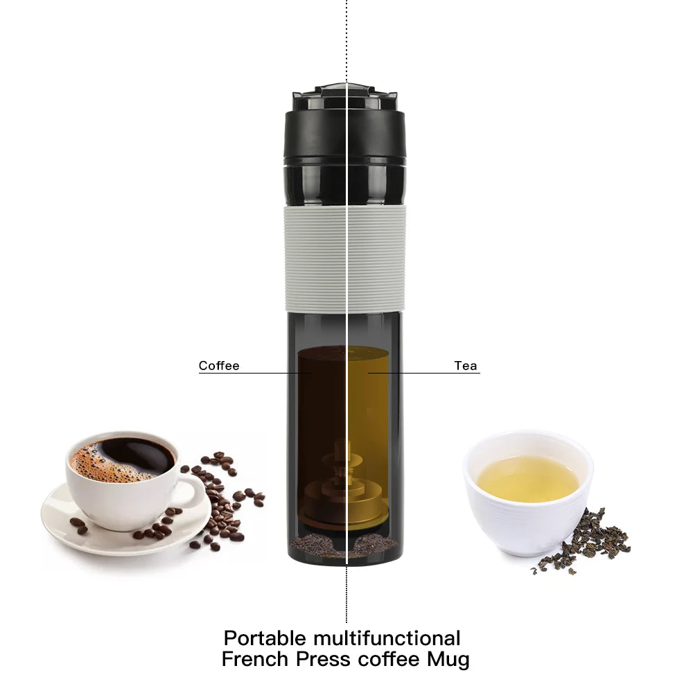 350ML Portable French Pressed Coffee Bottle Coffee Tea Maker Coffee Filter Bottle Hand Pressure Coffee Machine For Car Office