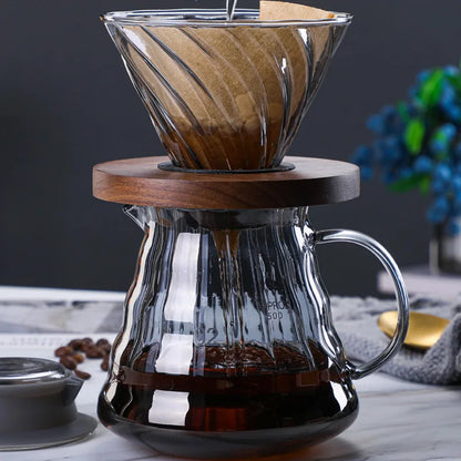 Pour Over Coffee Dripper Coffee Pot Set 600ml Coffee Server Coffee Maker Brewing Cup V02 Glass Coffee Funnel Drip Coffee Set