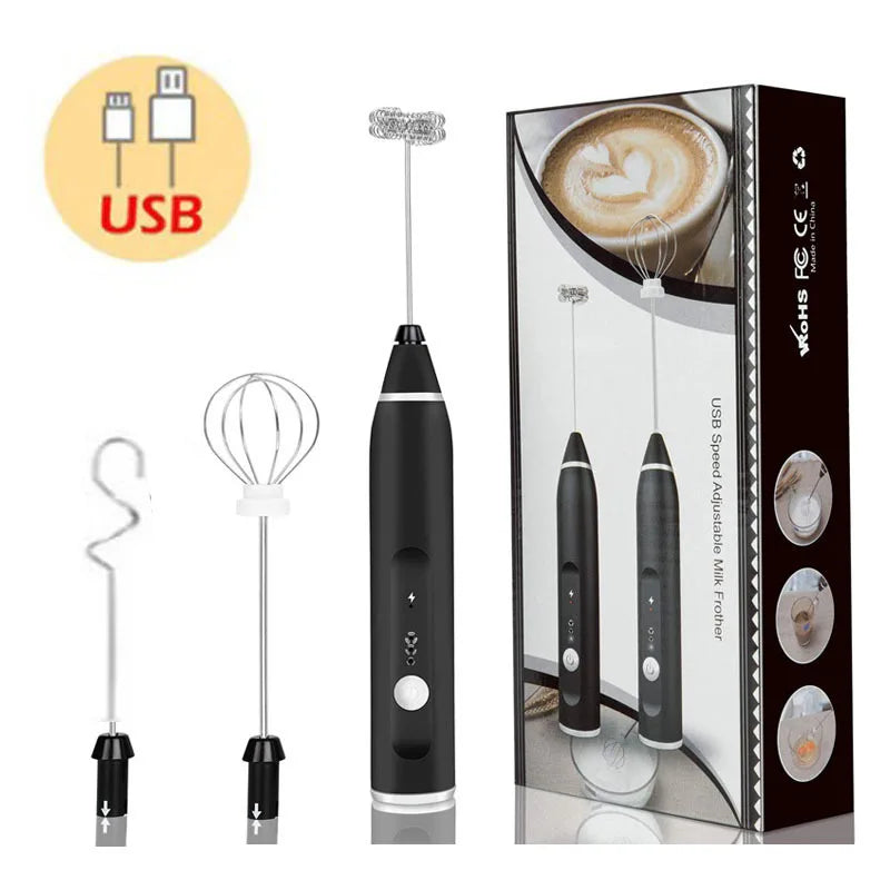 Wireless Milk Frothers Electric Handheld Blende Portable USB Rechargeable Electrical Mini Maker Whisk Mixer Coffee Frothing Wand