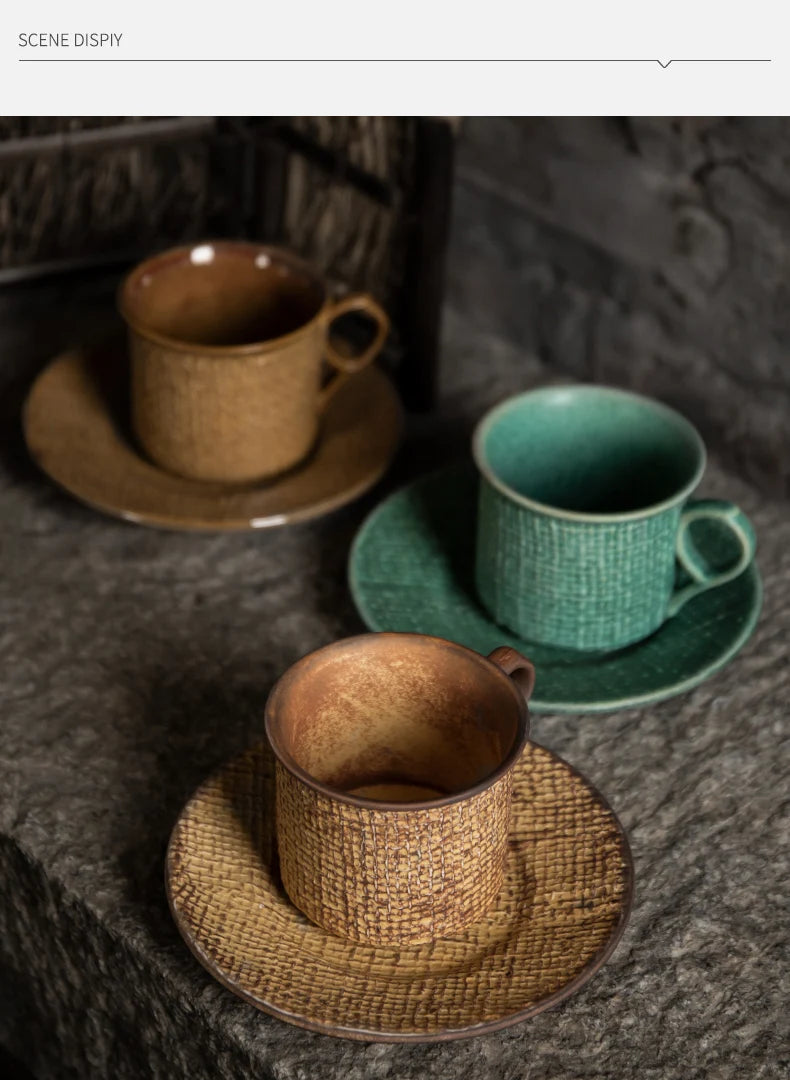 Japanese Classic Vintage Cup and Saucer Ceramics Simple Tea Sets Porcelain  Modern Design Coffee Cups Cafe Kitchen