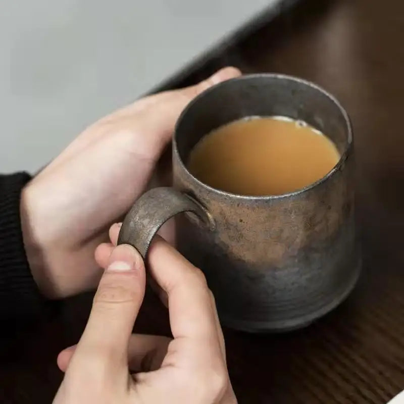 KuBac HoMmi New INS Stoneware handmade Japanese style vintage coffee cup afternoon tea ceramic mug set retro coffee cup