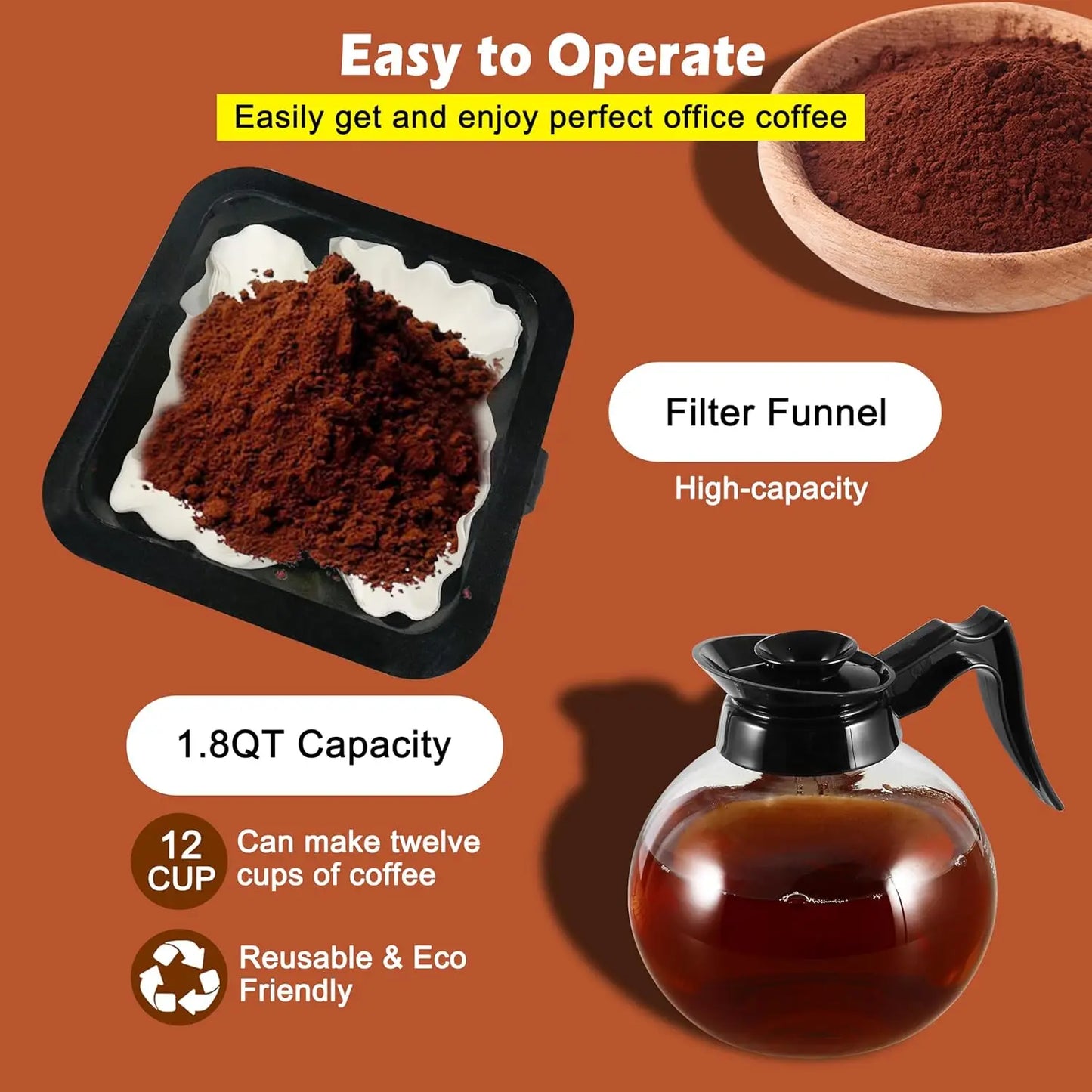 Commercial Coffee Machine, 24-Cup Coffee Maker, Automatic Pour Over Coffee Brewer with 4 Warmer Pads