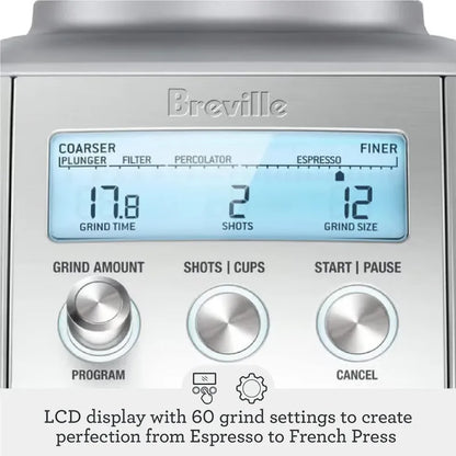 Breville Smart Grinder Pro Coffee Bean Grinder, Brushed Stainless Steel, BCG820BSS