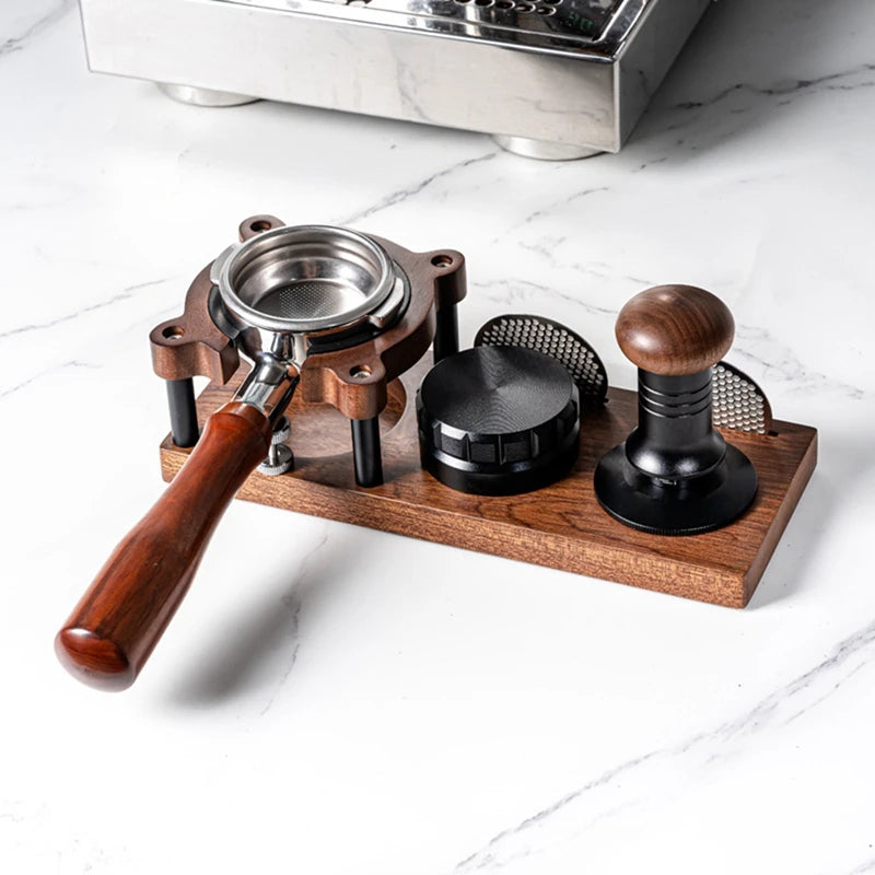 Coffee Grinder Storage Rack Wooden Coffee Tamper Holder Multi-Functional Coffee Accessories Shelf