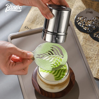 Bincoo powder spreader coffee powder cocoa powder matcha powder sieve tube 304 powder sifter coffee latte art printing mold