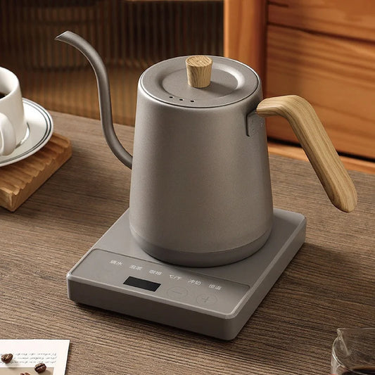 110V/220V Hand Brewed Coffee Gooseneck Kettle Smart Temperature Adjust 304 Stainless Steel Teapot 1000W Electric Kettle 800ml