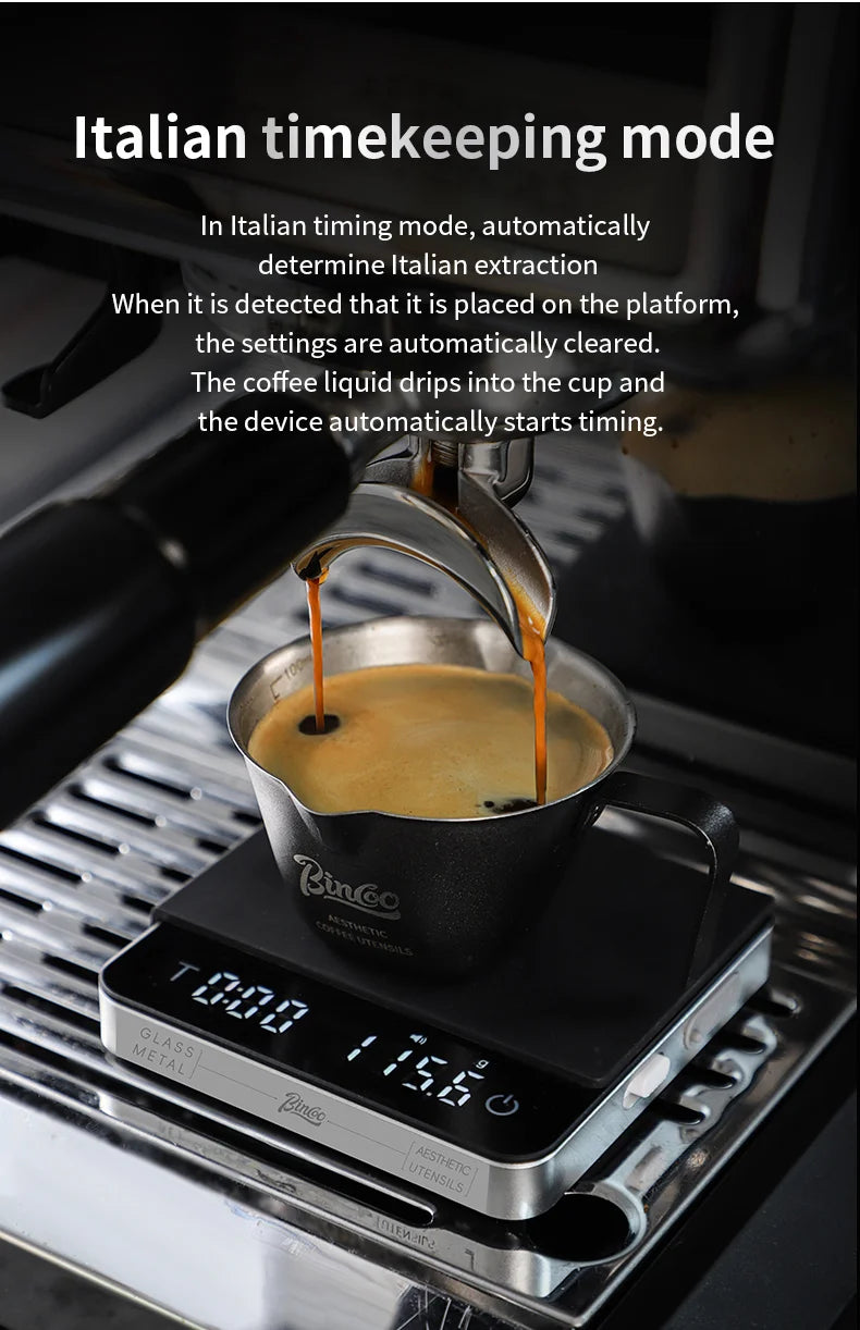 bincoo Digital Kitchen Coffee Scale 2000g/0.1g High precision cycle rechargeable electronic scale Home Barista accessories