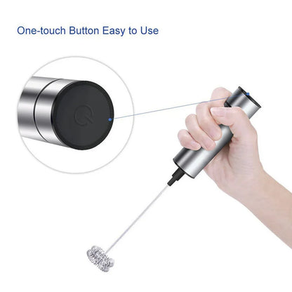 Wireless Electric Milk Frother Stainless Steel Spring Wireless Handheld Electric Mixer Foam Whisk Maker for Coffee Cappuccino