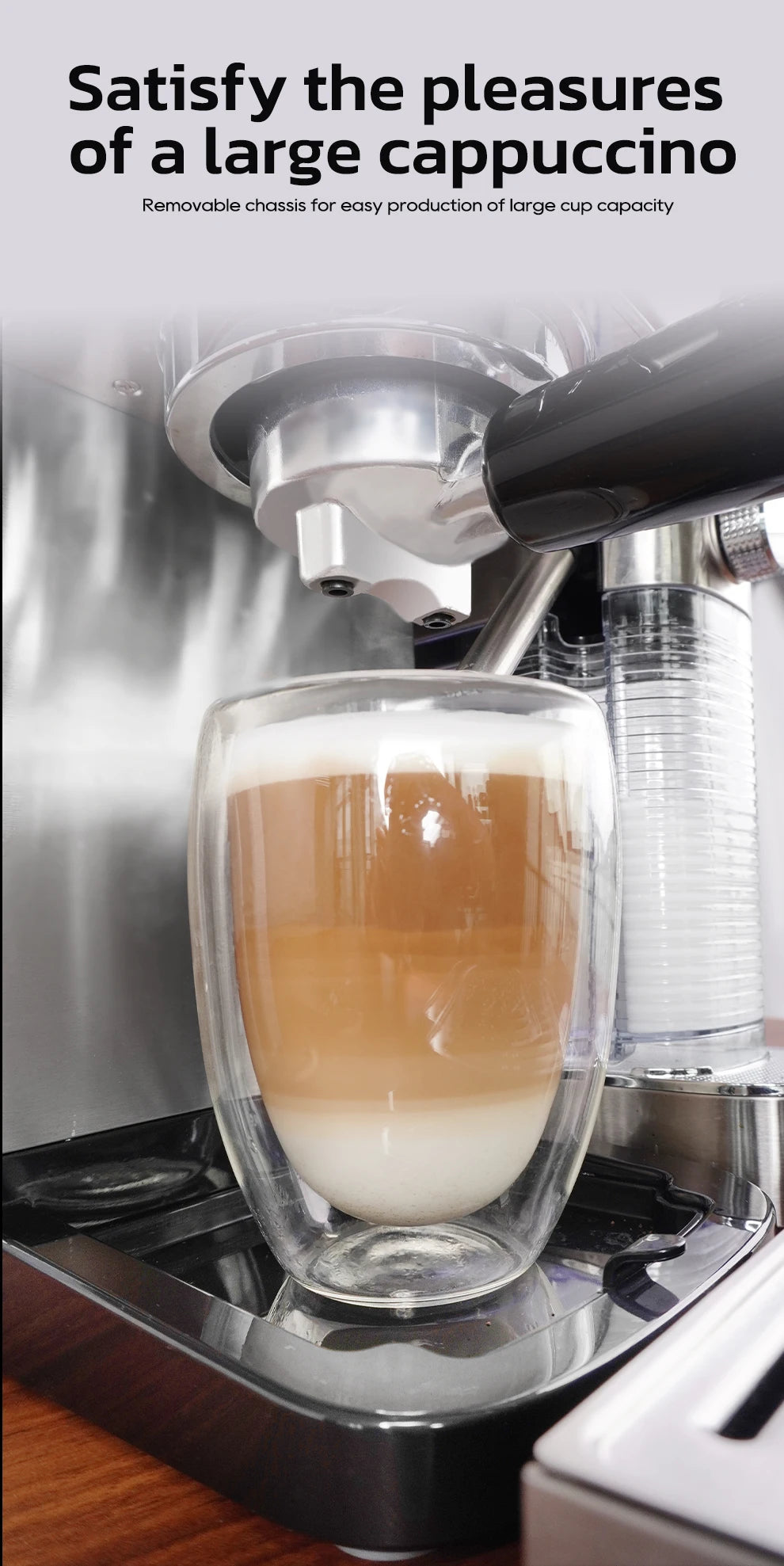 HiBREW  3 in 1 Semi Automatic Espresso Cappuccino Latte Coffee Machine Automatic Milk Froth Ground Coffee Stainless Steels H13A
