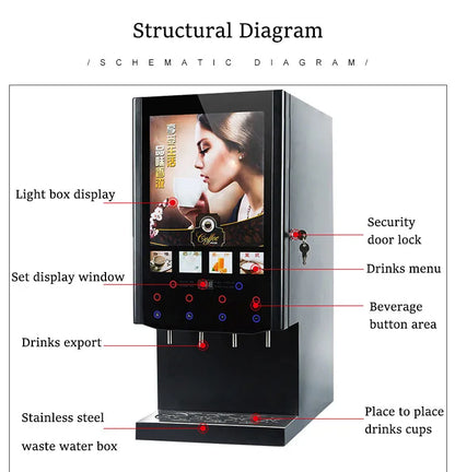 Table 6 Flavors Of Hot And Cold Coffee Machine Automatic One Hot Cocoa Juice Instant Coffee Machine