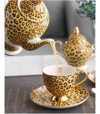 Bone China British Mug Tea Cup Leopard Print Porcelain Coffee Ceramic Cup Tableware