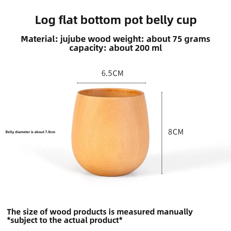 Wooden Big Belly Handmade Natural Spruce Wood Cups Beer Tea Coffee Milk Water Cup Kitchen Bar Drinkware