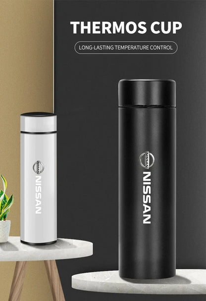 Car Logo Smart Thermos Mug With Temperature Display For Nissan Nismo X-trail Almera Qashqai Tiida Patrol Y62 Teana J32 Skyline