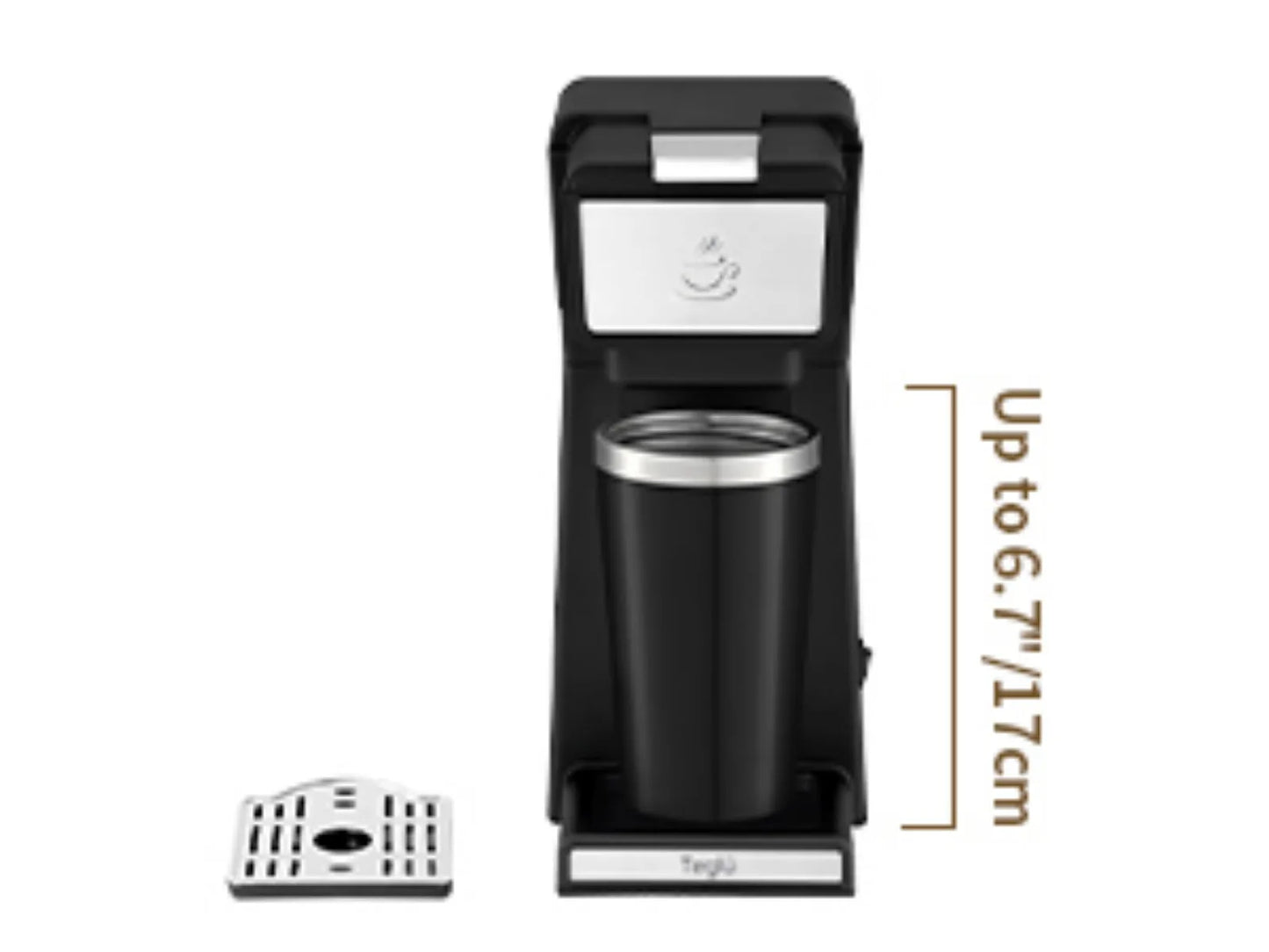 Single Serve Coffee Maker 2 in 1 , Mini K Cup Coffee Machine 14 Oz, One Cup Coffee Brewer w/ One-Bouton Fast Brewing | USA | NEW