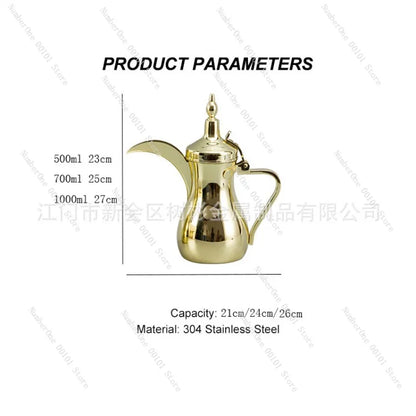 Stainless Steel Middle East Pot Arabian Coffee Pot Warm Kettle Teapot Court Pot Gold Silver