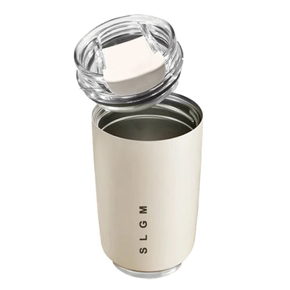 1PCTumbler Thermos Cup Milky White Coffee Mug Car Insulated Water Bottle Travel Stainless Steel Vacuum Flasks Drinking Kettle