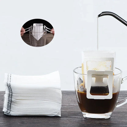 50/100PCS Coffee Filters Disposable Coffee Fliter Bags Portable Hanging Ear Style Filters Eco-Friendly Paper Bag Coffee Making