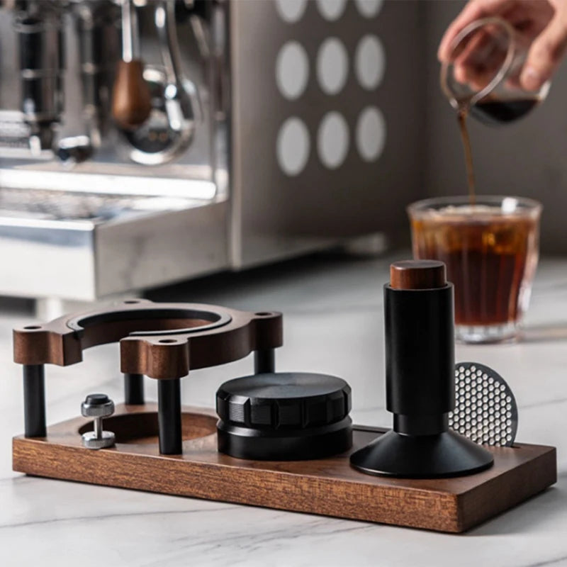 Coffee Grinder Storage Rack Wooden Coffee Tamper Holder Multi-Functional Coffee Accessories Shelf