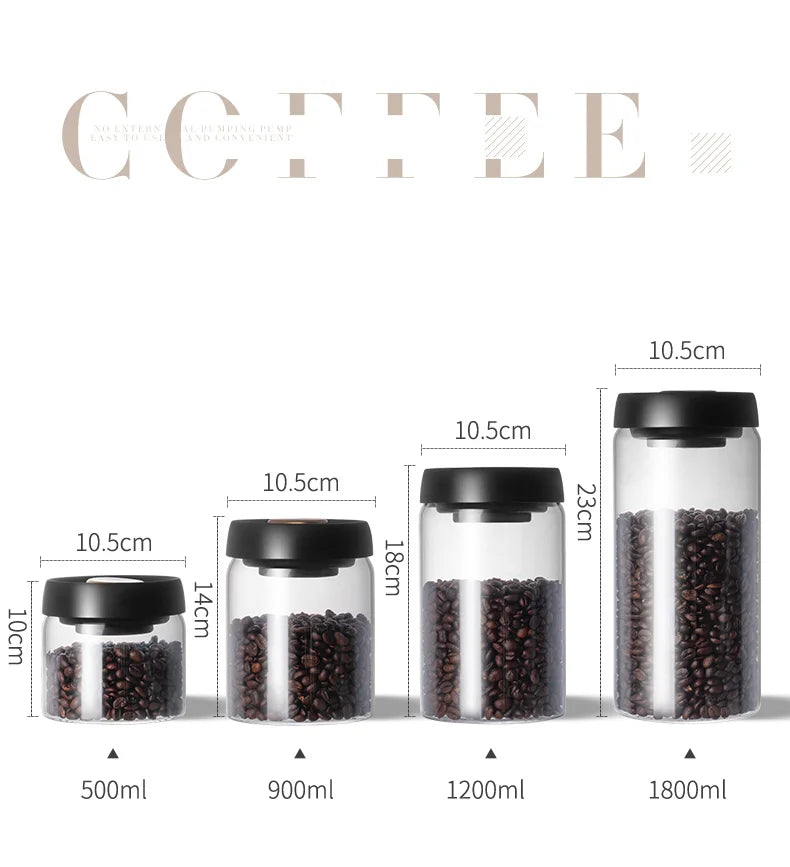 PARACITY Vacuum Sealed Tank Coffee Bean Glass Sealed Jar Household Moisture-proof Air Extraction Airtight Container Coffee Set