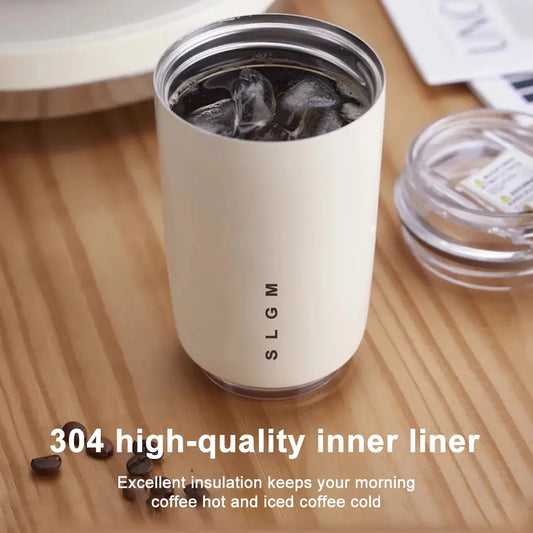 1PCTumbler Thermos Cup Milky White Coffee Mug Car Insulated Water Bottle Travel Stainless Steel Vacuum Flasks Drinking Kettle