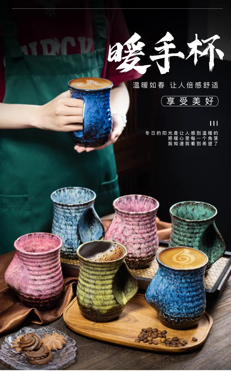 1Pc, 500ml Creative Ceramic Coffee Cup, Kiln Changed Pottery, Cute Tea Cups, Kung Fu Teacup, Wholesale