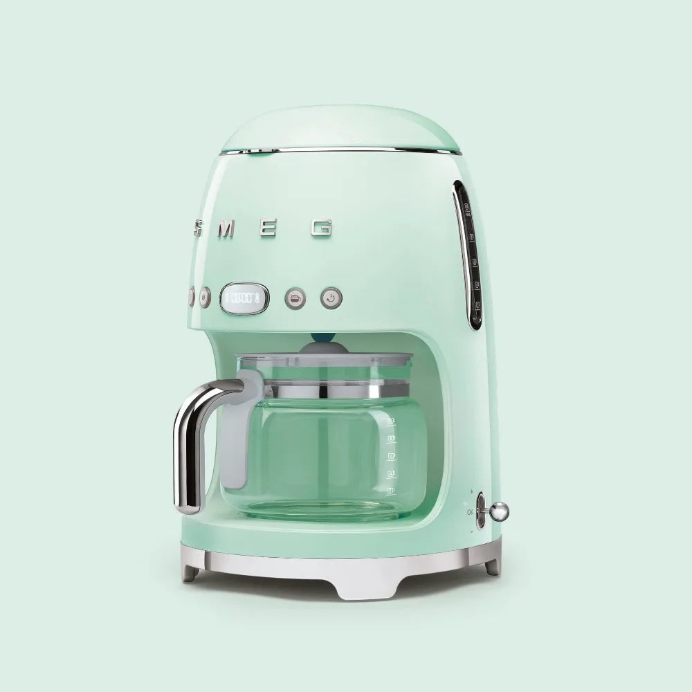 2024 New Smeg Retro Style Aesthetic Drip Filter Coffee Machine, Pastel Green