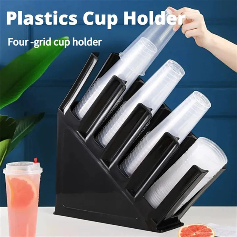 4 Layers Paper Cup Holder Disposable Cup Bracket Coffee Milk Tea Bar Drinking Holder Plastic Storage Rack Cup Divider