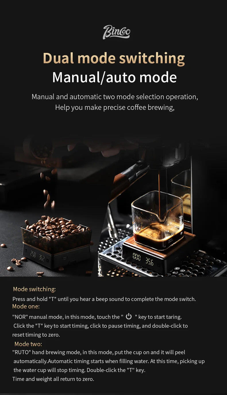 Bincoo Coffee Electronic Scale Italian Special Coffee Bean Weighing Smart Hand Brewing Mini Portable Scale Coffee Appliance