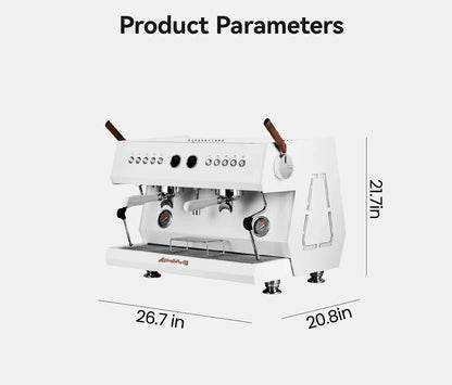 Commercial Coffee Machine CRM3211A, 2 Composite Brewing Heads, Independent Multi Boiler System, Automatic Water Inlet and Outlet