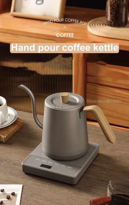 110V/220V Hand Brewed Coffee Gooseneck Kettle Smart Temperature Adjust 304 Stainless Steel Teapot 1000W Electric Kettle 800ml